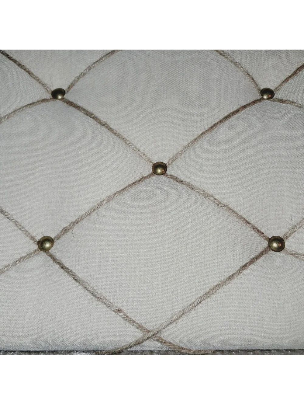 Farmlyn Creek NWT Button Tufted Canvas Bulletin Board Jute Detail Cream/Natural